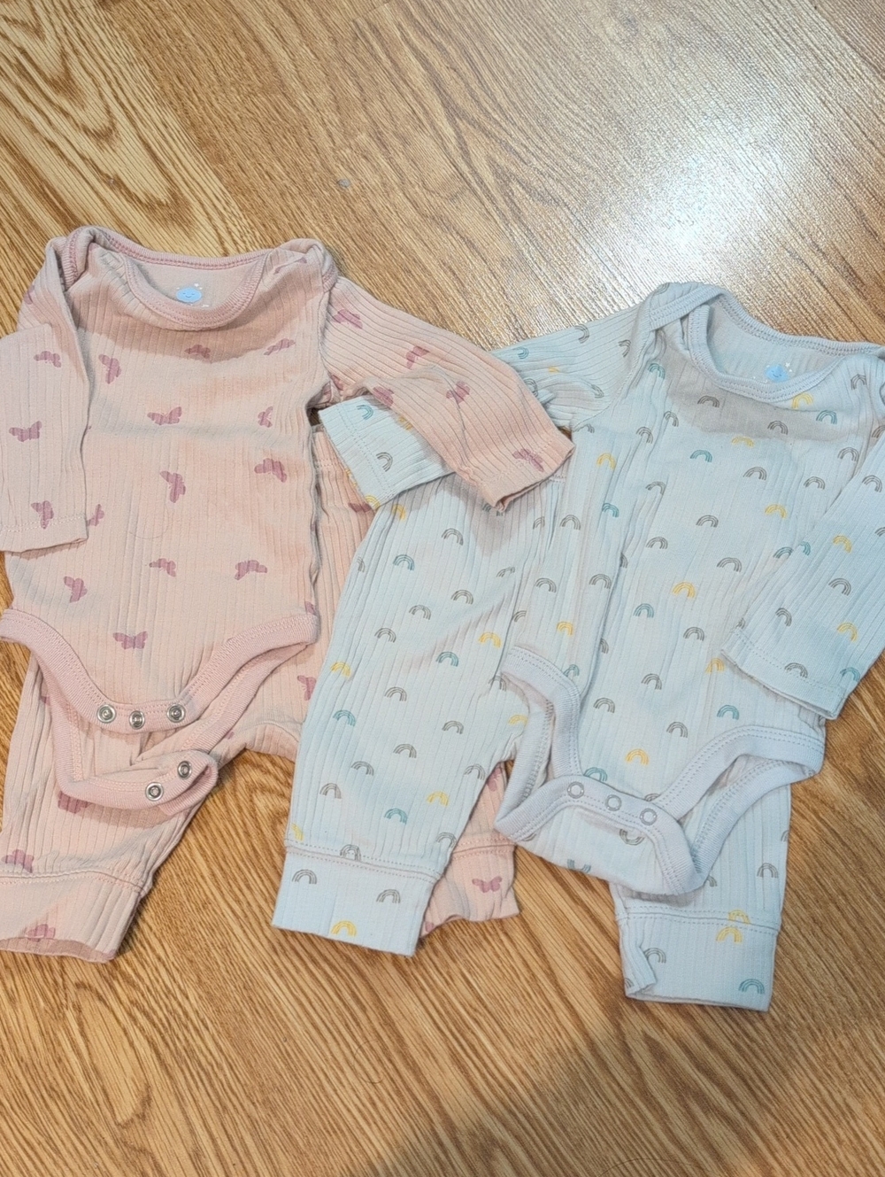NWOT 0-3 Month Cloud Island LS Baby Onesie & Pant Sets - Butterflies & Rainbows